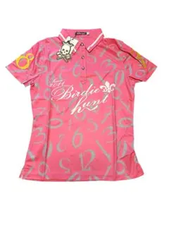 バーディーハント 半袖ポロシャツ　ゴルフウェア　ピンク　スカル　L