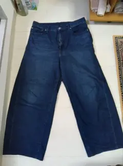 GU ワイドレッグデニムパンツ 33