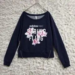 美品　アディダスネオ　ショート丈　薄手　スウェット　トレーナー　フラワー　M
