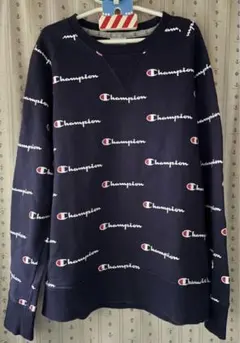 Champion ロゴプリント スウェット L ネイビー