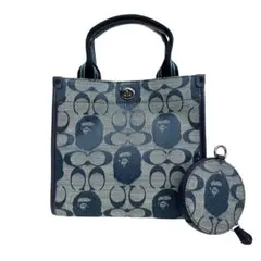 美品 COACH BAPE コラボ ハンドバッグ シグネチャー ポーチ付 限定