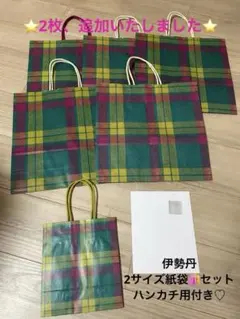 伊勢丹　伊勢丹❤︎チェック柄ショップ袋 ③ デザイン3種類合計8枚セット