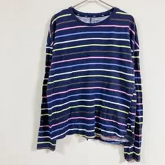 GAP ギャップ マルチボーダー 長袖Tシャツ ロンT ゆるだぼ ネイビー S