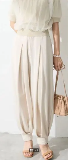 美品　frene タックボリュームジョガーパンツ/フラーネ