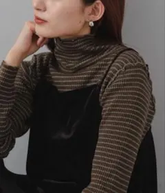 kastane リブハイネックニット