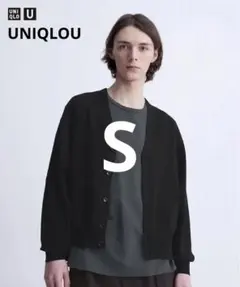 ユニクロユー Vネック　カーディガン ブラック 黒　S カーディガン 24SS