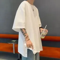 *メンズ Tシャツ 白 3XL シンプル 大きめサイズ 韓国 半袖 速乾 伸縮性
