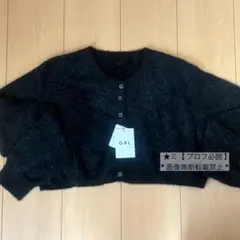 GRL ラメニットクロップド丈カーディガン[mh26] ブラック 黒