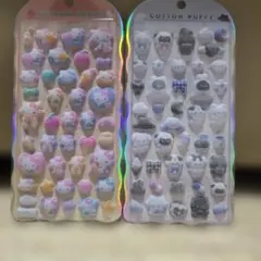 コットンパフィシール　ハローキティと動物 2シートセット