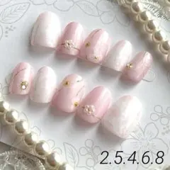 ネイルチップ ピンク系 桜 フラワー 春ネイル オーバルショート 現品