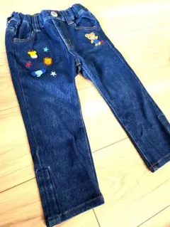 miki house デニムパンツ 動物刺繍付き サイズ90