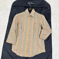 バーバリーロンドン　ストライプ　ホース刺繍　綿100% カラーシャツ