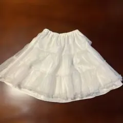 子供用、ホワイト シフォン ティアード パニエ