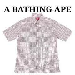 【A BATHING APE】猿顔総柄 半袖BDシャツ XL 白赤 アーカイブのサムネイル