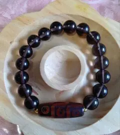 天然石 アイスオブシディアン、天珠付ブレスレット
