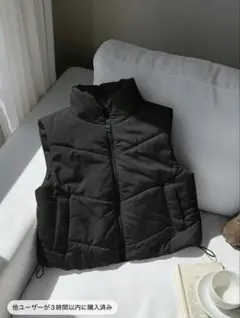 ダウンベスト　ショート丈　クロップ丈　黒　ブラック