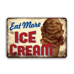 新品 ブリキ看板 Eat More ICE CREAM アイスクリーム コーン