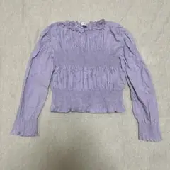 美品　ザラ　ZARA 140cm 長袖ブラウス　シャーリング　ショート丈　紫