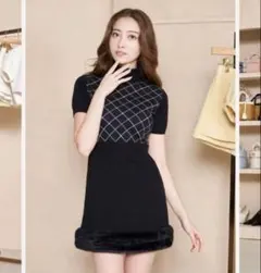 【 美品✨️】 Darichチェックファーニットワンピース