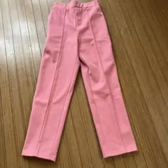 ピンク ストレートパンツ ゴムウエスト