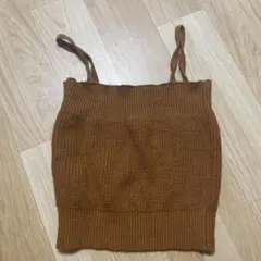 ニットキャミソール ブラウン リブ編みビスチェ　ベスト