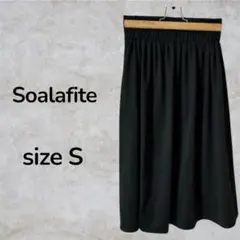 Soalafite スカート　ブラック　後ウエストゴム　サイズ1 フレアスカート