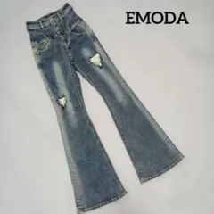 EMODA エモダ ハート ダメージ ハイウエスト フレアパギンス デニムパンツ