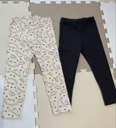 【新品】レギンス100 2点セットUNIQLO 恐竜柄 &CLASSIC黒