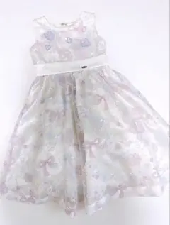 メゾピアノ　お花刺しゅう　ドレス白110cm ワンピース　フォーマルドレス発表会