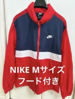 Nike ナイキ＊状態良好＊ナイロンジャケット Mサイズ フード収納 赤/紺
