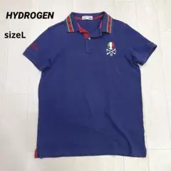 HYDROGEN スカル刺繍 ポロシャツ L メンズ ブルー イタリアのサムネイル