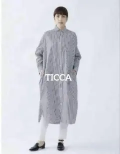 TICCA リネン100% スクエアビッグシャツワンピース F 日本製 極美品