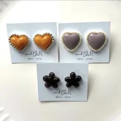 【24時間限定セール♥️】②ピアス まとめ売り ハンドメイド ビーズ刺繍 ハート