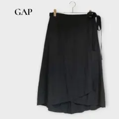 ギャップ GAP ラップスカート ミモレ丈 レーヨン M ブラック シンプルのサムネイル