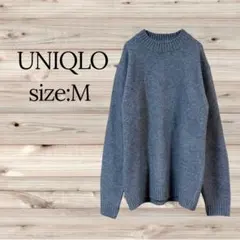 UNIQLO 【M】 スフレヤーンクルーネックセーター・ブルー・ユニクロ・春☆