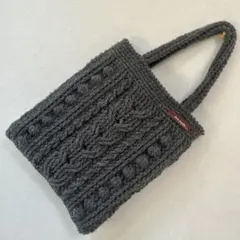 アラン模様　手編みトートバッグ