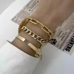 001Rn 【3点セット】 ブレスレット 高級感 おしゃれ ユニセックス 人気