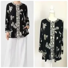 近年美品 LEONARD レオナール シルク ストレッチ カーディガン 46