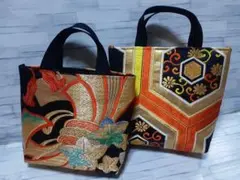 ハンドメイド帯リメイクバックトートバッグ2点No.9