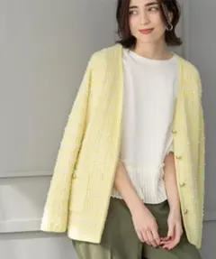 ツイードライクVニットカーディガン