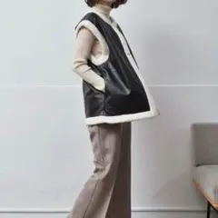 レトロガール RETRO GIRL リバーシブルベスト　ボア　ブラック