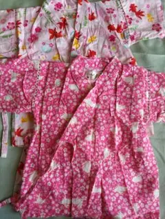 子供服　女の子　90cm 95cm　くろわっさんすべべ　じんべい