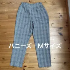 ハニーズ　チェック柄 テーパードパンツスゴムウエストＭサイズ