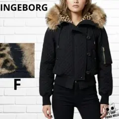 INGEBORG ブラック レオパードファー ミリタリーフライトジャケットY2K