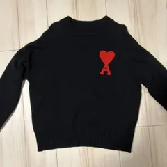 ami paris黒 ニットセーター ハート刺繍