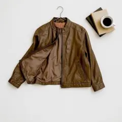 ✽★レザージャケット【L】本革 ライダース　ショート カジュアルb602D