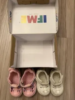IFME キッズサンダル ピンク13.5/ホワイト12.5cm 箱付き