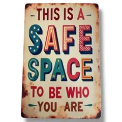 新品☆ブリキ看板 サインプレート safe space 安全地帯 アンティーク風