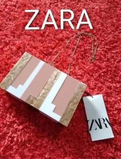ZARA クラッチバッグ ピンク ホワイトのサムネイル