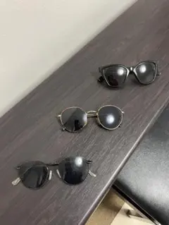 ラウンド型サングラス 3点セット　オシャレでかっこいい丸めフレームサングラス